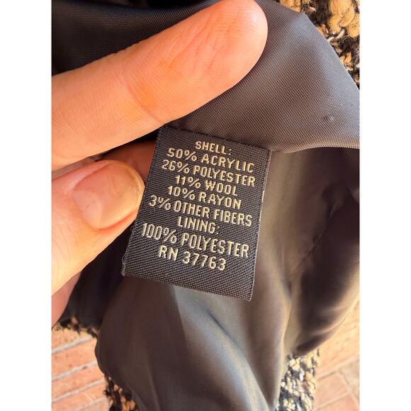 Rafaella Studio Women's Brown Black Ruffles Long Sleeve Tweed Blazer Size 2X - Picture 5 of 5